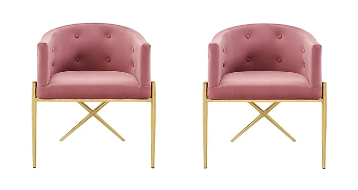 Modway Savour Performance Velvet Accent Dining Armchair Set of 2 in Dusty Rose EEI-5042-DUS