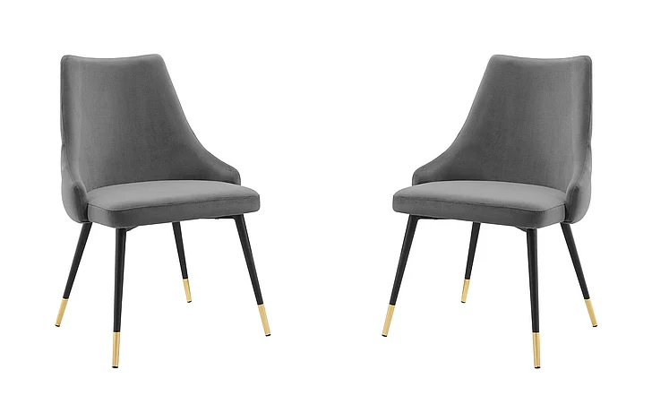 Modway Adorn Performance Velvet Dining Side Chair Set of 2 in Gray EEI-5043-GRY