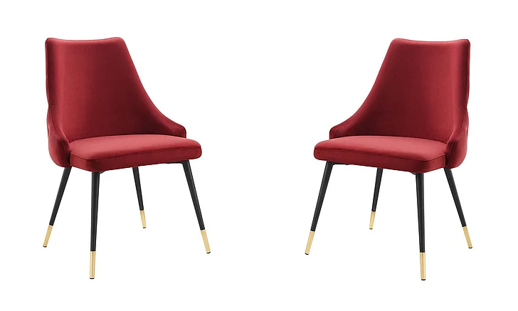Modway Adorn Performance Velvet Side Chair Set of 2 in Maroon EEI-5043-MAR