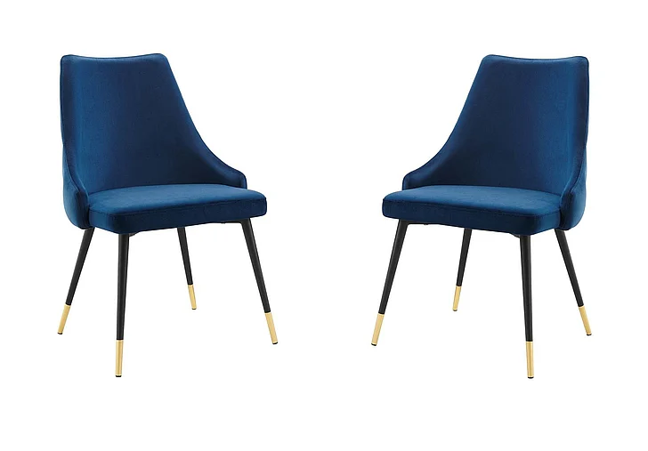 Modway Adorn Performance Velvet Dining Side Chair Set of 2 in Navy EEI-5043-NAV