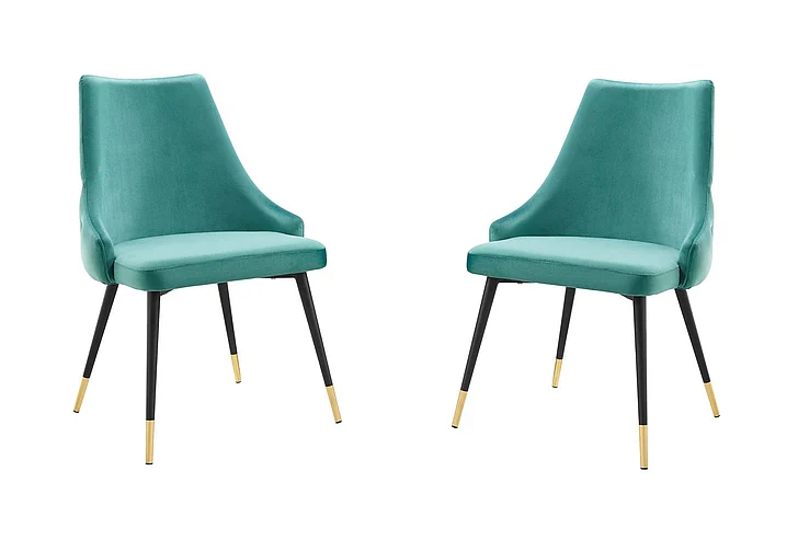Modway Adorn Performance Velvet Dining Side Chair Set of 2 in Teal EEI-5043-TEA