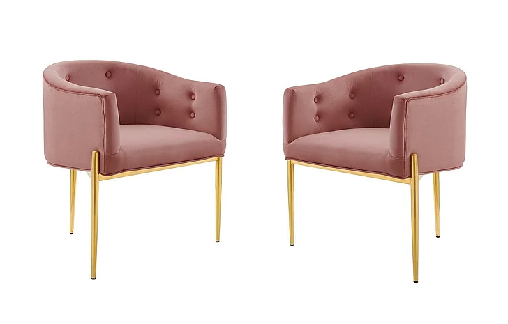 Modway Savour Tufted Performance Velvet Accent Chairs Set of 2 in Dusty Rose EEI-5415-DUS