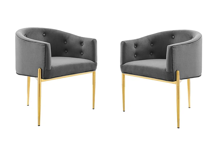 Modway Savour Tufted Performance Velvet Accent Chairs Set of 2 in Gray EEI-5415-GRY
