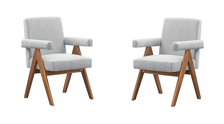 Modway Lyra Fabric Dining Room Chair Set of 2 in Light Gray Fabric EEI-6507-HLG
