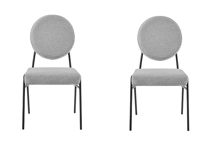 Modway Craft Upholstered Fabric Dining Side Chairs Set of 2 in Black Light Gray EEI-6582-BLK-LGR
