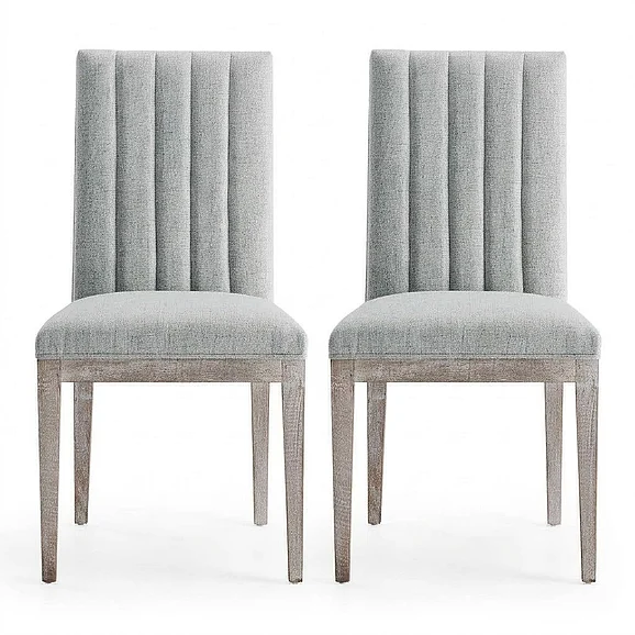 Modway Maisonette French Vintage Tufted Fabric Dining Side Chairs Set of 2 in Light Gray EEI-6623-LGR