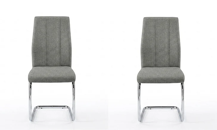 Monarch Specialties Luca Dining Side Chair (Set of 2) Upholstered 39H Grey Fabric Chrome Metal I 1061