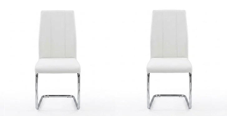 Monarch Specialties Luca Dining Side Chair (Set of 2) Upholstered 39H White Leather Look Chrome Metal I 1075