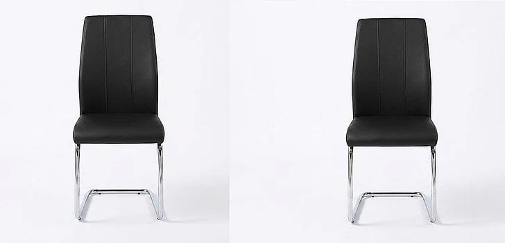 Monarch Specialties Luca Dining Side Chair (Set of 2) Upholstered 39H Black Leather Look Chrome Metal I 1076