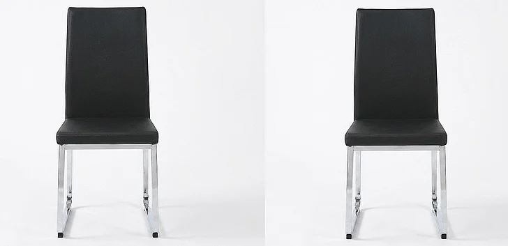 Monarch Specialties Soren Dining Side Chair (Set of 2) Upholstered Black Leather Look Chrome Metal I 1092