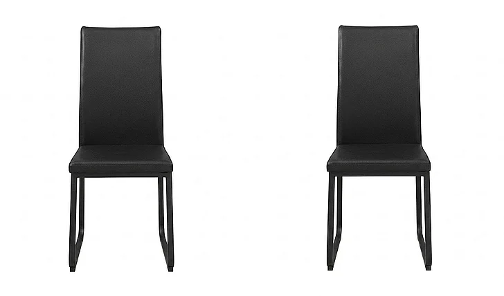 Monarch Specialties Soren Dining Side Chair (Set of 2) Upholstered Black Leather Look Black Metal I 1106