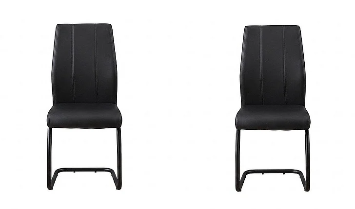 Monarch Specialties Luca Dining Side Chair (Set of 2) Upholstered 39H Black Leather Look Black Metal I 1123