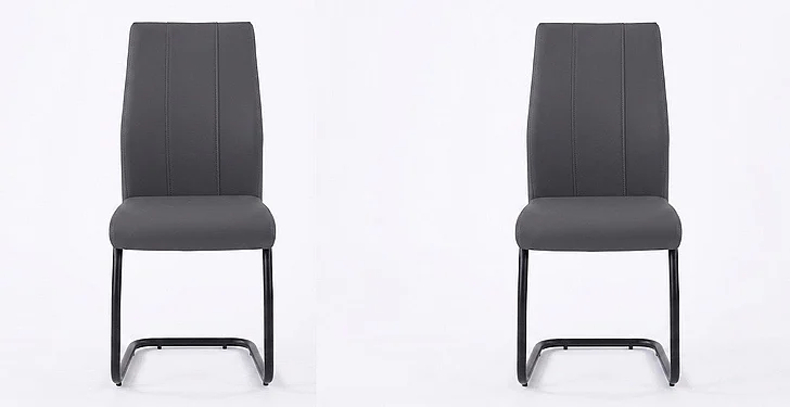Monarch Specialties Luca Dining Side Chair (Set of 2) Upholstered 39H Grey Leather Look Black Metal I 1124