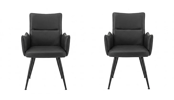 Monarch Specialties Leo Dining Chair 36H (Set of 2) Upholstered Side Black Leather Look Black Metal I 1125