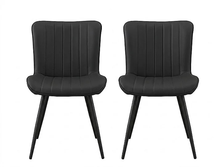 Monarch Specialties Milan Dining Chair 33H Upholstered Side (Set of 2) Black Leather Look Black Metal I 1130 Ship Via FedEx/UPS