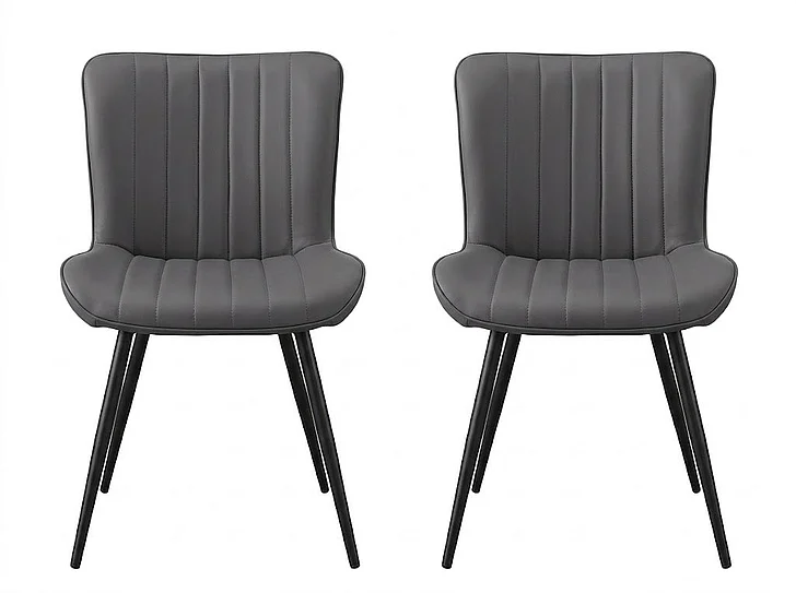 Monarch Specialties Milan Dining Chair 33H Upholstered Side (Set of 2) Grey Leather Look Black Metal I 1131 Ship Via FedEx/UPS