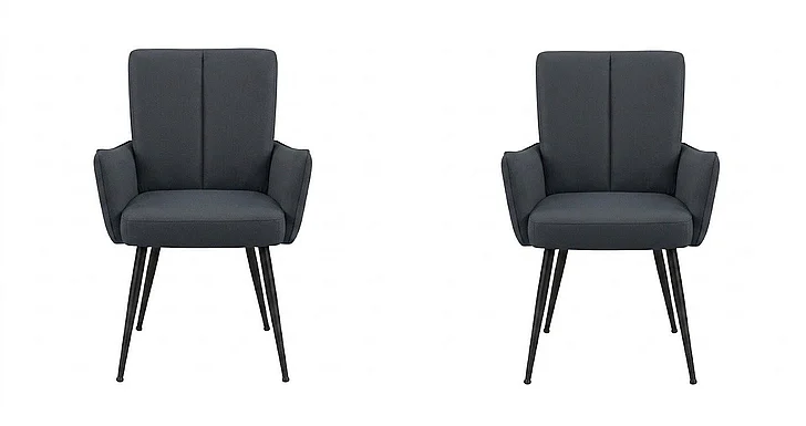 Monarch Specialties Callum Dining Chair 36H (Set of 2) Upholstered Side Blue Leather Look Black Metal I 1148