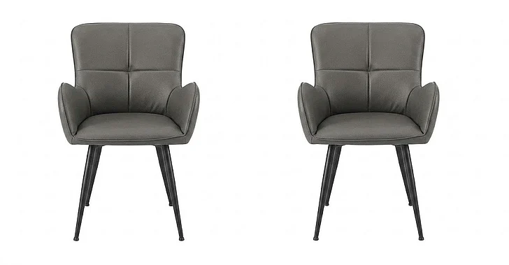 Monarch Specialties Rowan Dining Chair 33H (Set of 2) Upholstered Side Grey Leather Look Black Metal I 1158