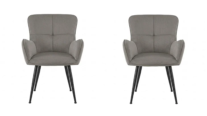 Monarch Specialties Rowan Dining Chair 33H (Set of 2) Upholstered Side Grey Suede Look Black Metal I 1159