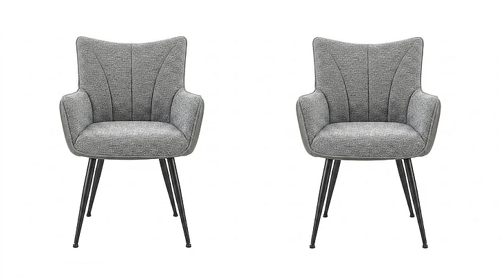 Monarch Specialties Claudine Dining Chair 35H (Set of 2) Upholstered Side Light Grey Fabric Grey Leather Look I 1168