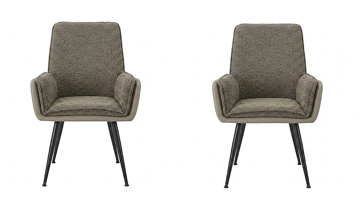 Monarch Specialties Dining Chair 36H (Set of 2) Upholstered Side Brown Fabric Taupe Leather Look I 1182