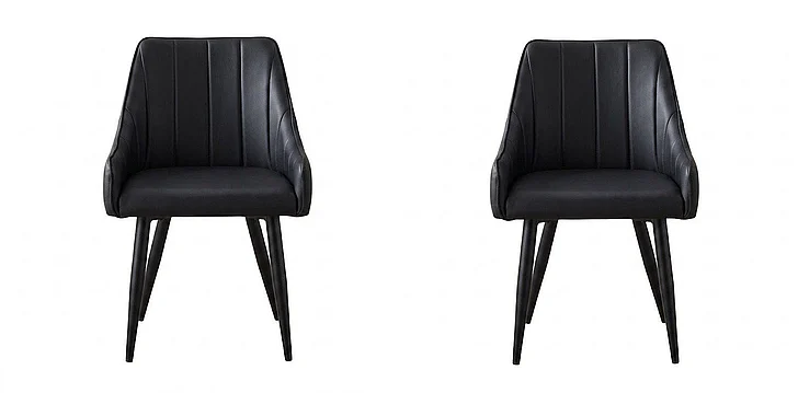 Monarch Specialties Jasper Dining Side Chair (Set of 2) Upholstered Black Leather Look Black Metal I 1187