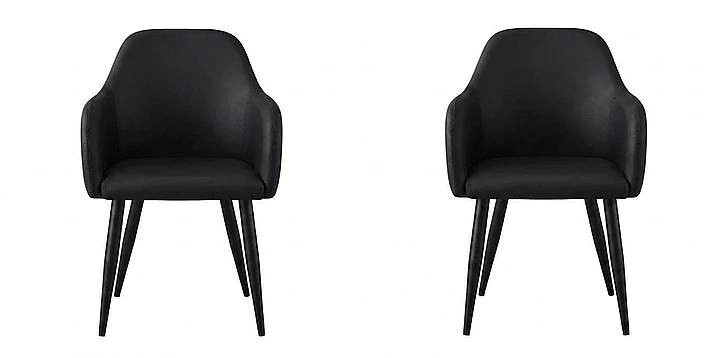 Monarch Specialties Hugo Dining Side Chair (Set of 2) Upholstered Black Leather Look Black Metal I 1193
