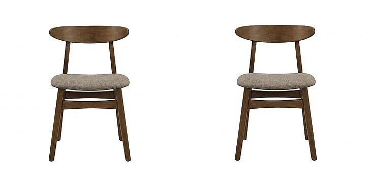 Monarch Specialties Vincent Dining Chair 30H (Set of 2) Side Upholstered Dark Walnut Beige Fabric I 1365