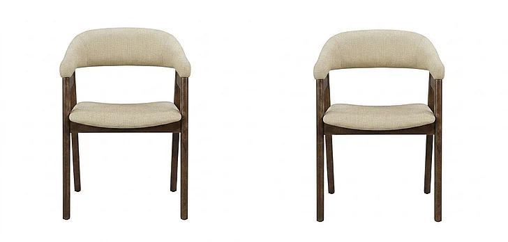 Monarch Specialties Dining Chair 32H (Set of 2) Side Upholstered Dark Walnut Sand Fabric I 1367