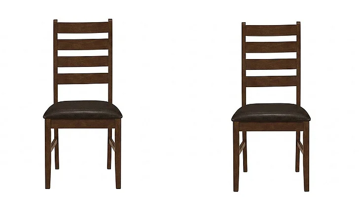 Monarch Specialties Dining Chair 37H (Set of 2) Side Upholstered Brown Solid Wood Brown Leather Look I 1372