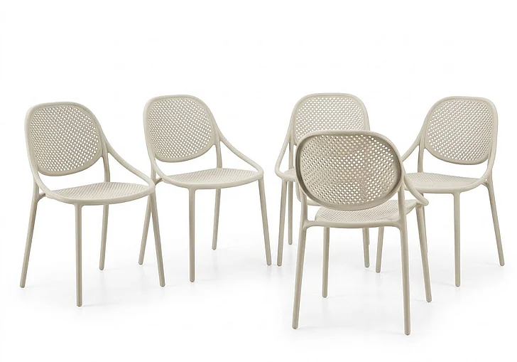 Monarch Specialties Florian Outdoor Chair 32H Stacking Dining Armchair Patio Chairs (Set of 4 Natural Taupe I 4017 Ship Via FedEx/UPS