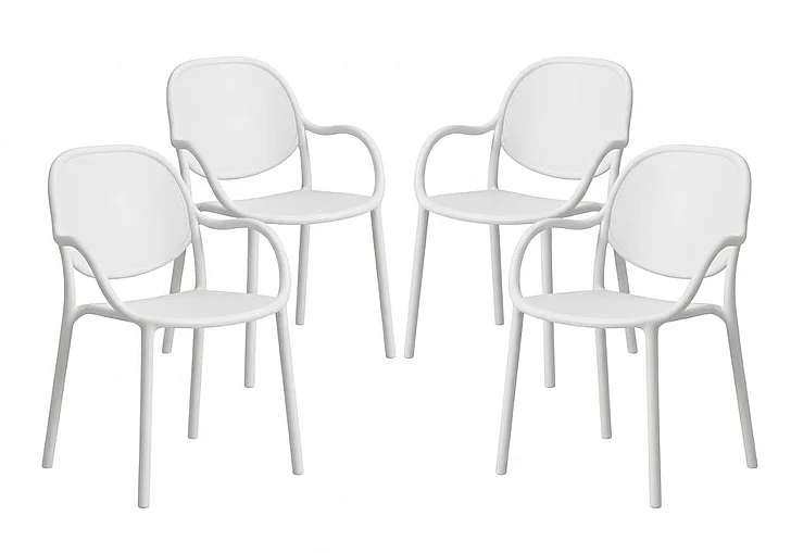 Monarch Specialties Hadley Outdoor Chair 32H Stacking Dining Armchair Patio Chairs (Set of 4 White I 4020 Ship Via FedEx/UPS