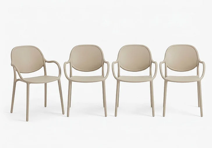 Monarch Specialties Hadley Outdoor Chair 32H Stacking Dining Armchair Patio Chairs (Set of 4 Natural Taupe I 4022 Ship Via FedEx/UPS