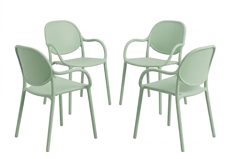 Monarch Specialties Hadley Outdoor Chair 32H Stacking Dining Armchair Patio Chairs (Set of 4 Sea Green I 4023 Ship Via FedEx/UPS
