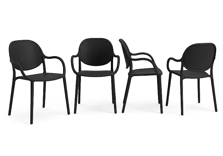 Monarch Specialties Hadley Outdoor Chair 32H Stacking Dining Armchair Patio Chairs (Set of 4 Black I 4024 Ship Via FedEx/UPS