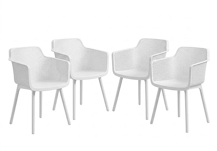 Monarch Specialties Annabelle Outdoor Chair 32H Patio Chairs (Set of 4 White Light Grey I 4025 Ship Via FedEx/UPS