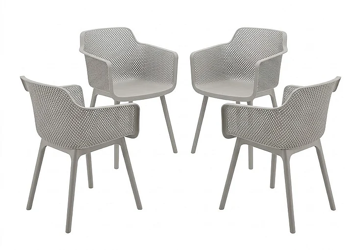 Monarch Specialties Annabelle Outdoor Chair 32H Patio Chairs (Set of 4 Light Grey I 4026 Ship Via FedEx/UPS