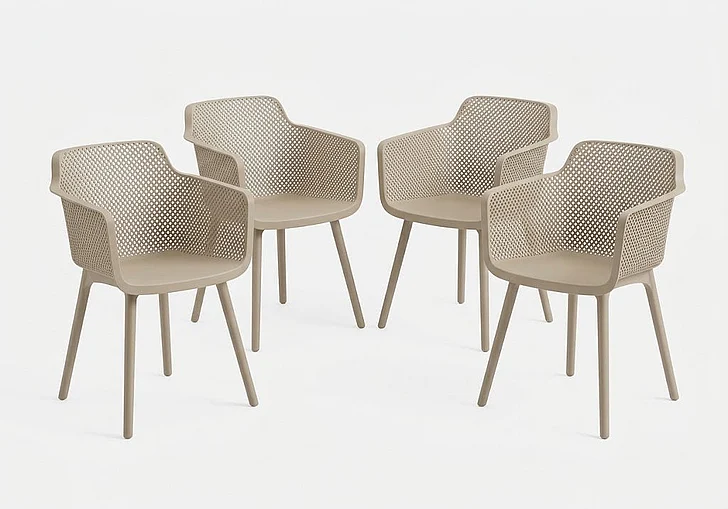 Monarch Specialties Annabelle Outdoor Chair 32H Patio Chairs (Set of 4 Natural Taupe I 4027 Ship Via FedEx/UPS