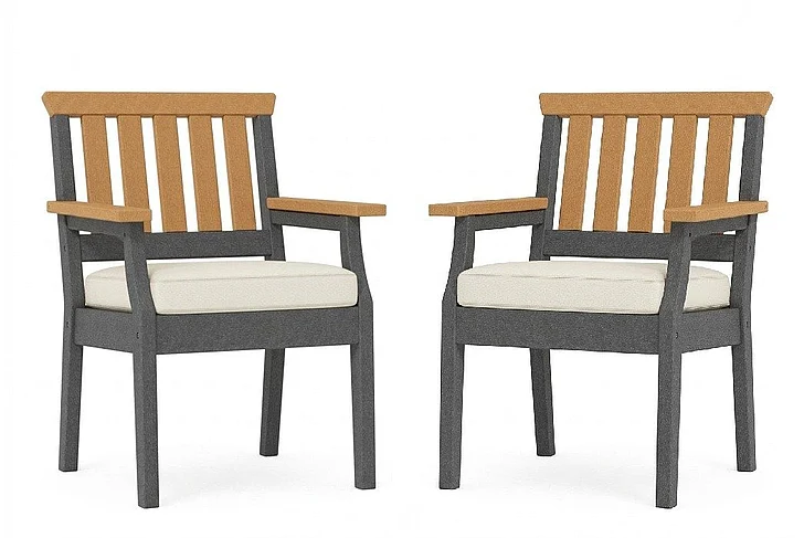 Murcano Eastlake Outdoor Arm Chairs (Set of 2) in Concrete Grey HU-035AC