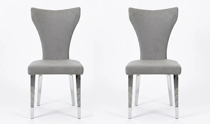 Sunset Trading Asher Side Chair (Set of 2) in Chrome/Gray ND027-01