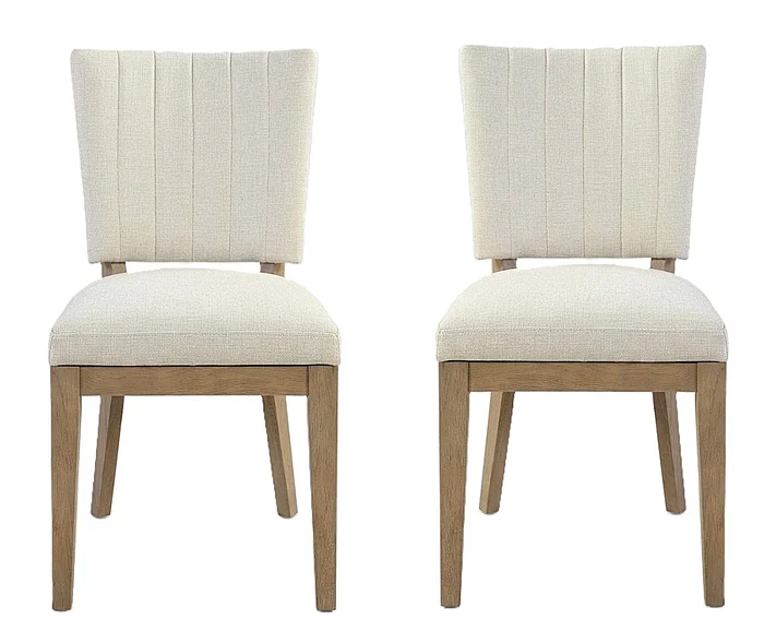 Modus Furniture Sumner Channel Back Upholstered Dining Chair in Natural NDMT64 (Set of 2)