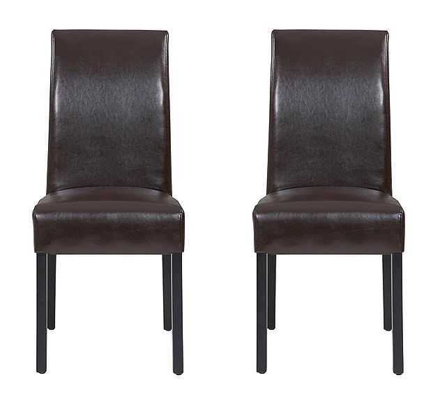 NPD Valencia Leather Dining Side Chair, Brown (Set of 2) 108239-01