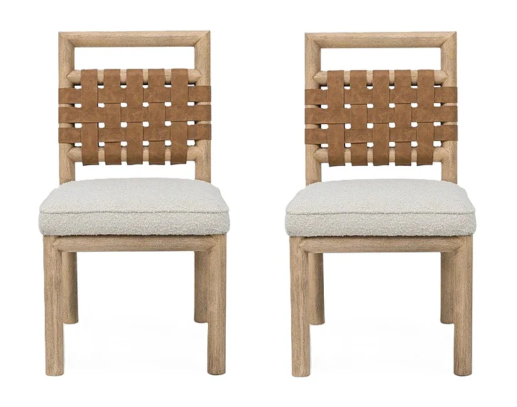 Modus Furniture Dorsey Woven Dining Chair in Ginger/Ricotta NSPV63 (Set of 2)