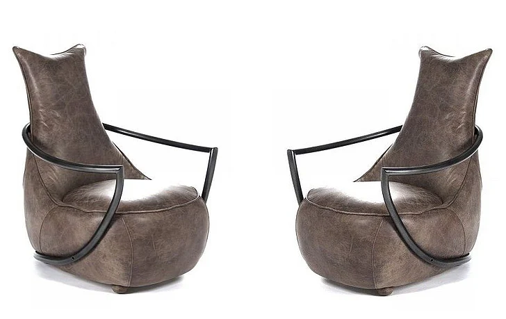 Zentique Zak Leisure Arm Chair in Brown (Set of 2) PF7159