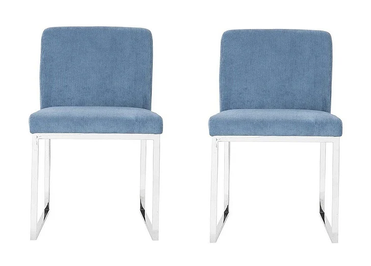 Phillips Collection Frozen Dining Chair in Corduroy Blue PH103732 (Set of 2)