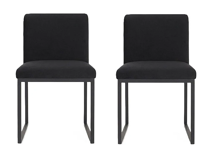 Phillips Collection Frozen Velvet Dining Chair in Black PH99960 (Set of 2)