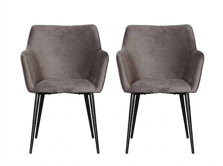Phillips Collection Sienna Dining Chair (Set of 2) Velvet Taupe, Matte Black Metal Frame PH119551