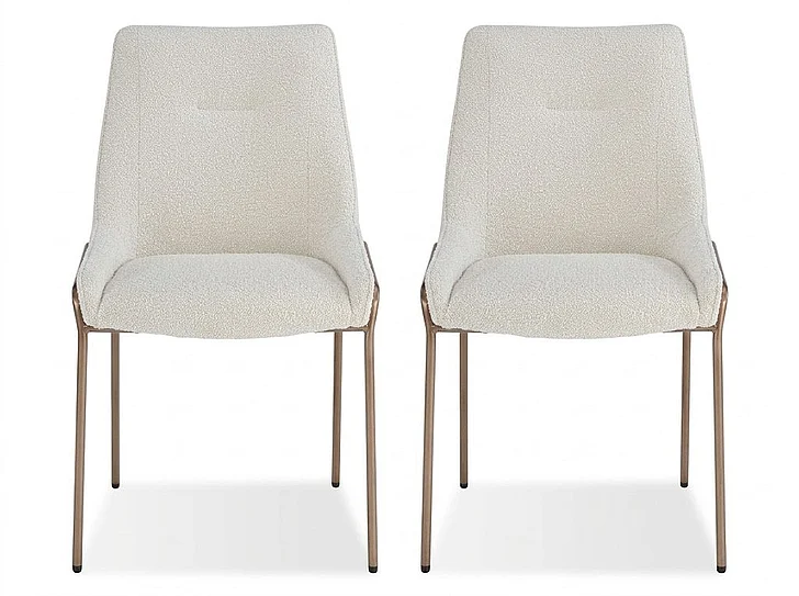 Modus Furniture Sunrise Cyrus Upholstered Dining Chair in Cottage Cheese Boucle and Brushed Bronze Metal PUSJ63AMZ (Set of 2)