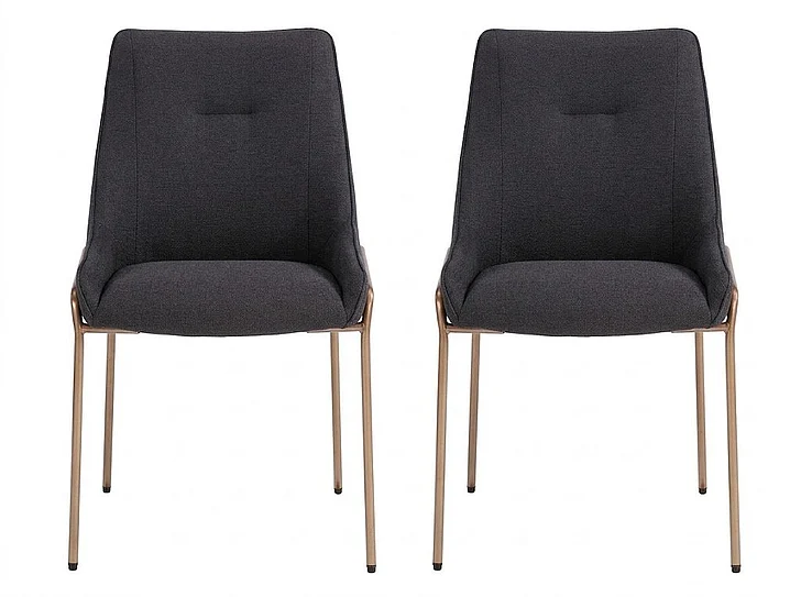 Modus Furniture Sunrise Cyrus Upholstered Dining Chair in Coal Fabric and Brushed Bronze Metal PUSJ63ASH (Set of 2)