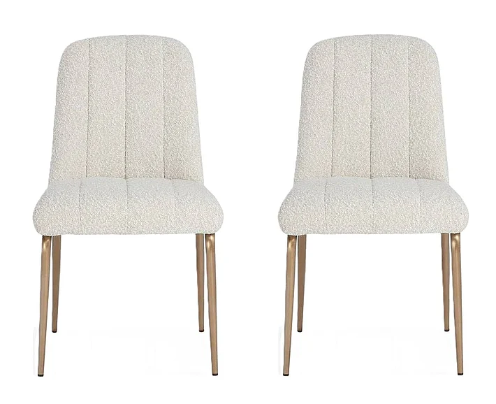 Modus Furniture Sunrise Apollo Upholstered Dining Chair in Ricotta Boucle and Brushed Bronze Metal PUSJ63BMY (Set of 2)